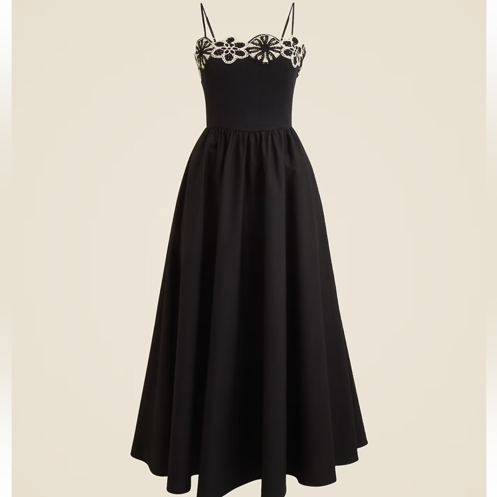 J. Crew Crochet Mixy Dress Black Maxi Dress Size M - Picture 3 of 11